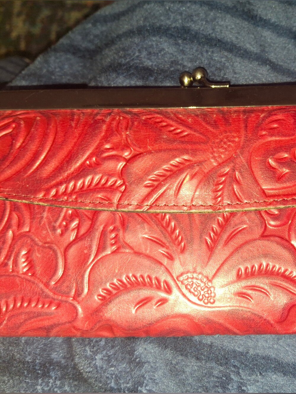 PATRICIA NASH Embossed Red Floral Clutch Wallet - Women's Bag